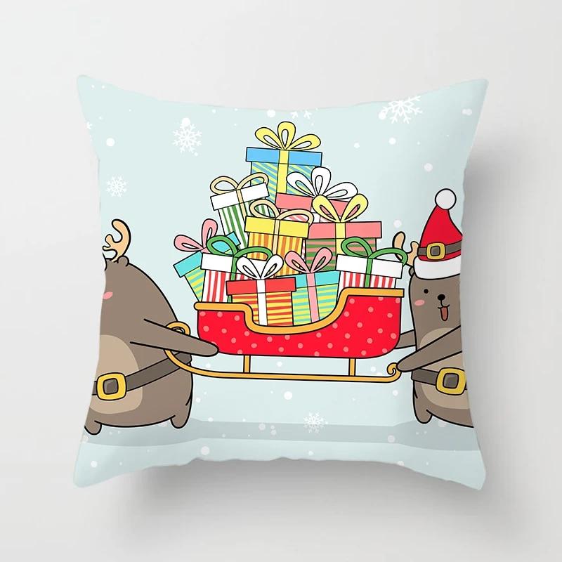 Christmas Elk Home Pillowcase Christmas Printed Bed Home Decor Cushion Cover Christmas Decorative Pillowcase