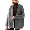 Ladies New Autum And Winter Loose Cable Knit Mid-length Sweater Coat