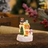 Glowing Resin Christmas House with Santa & Snowman Ornament