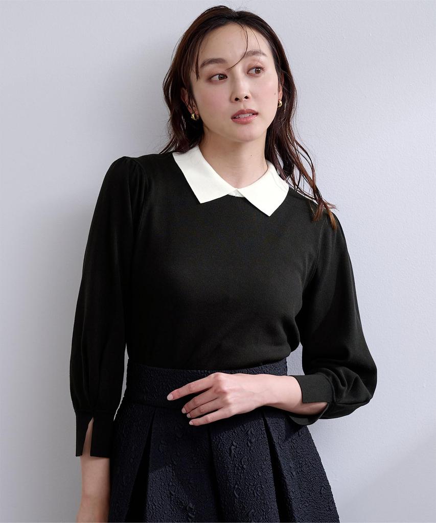 Yours BFXU1764 Collared Puff Sleeve Size Gray Women's Knit, M,
