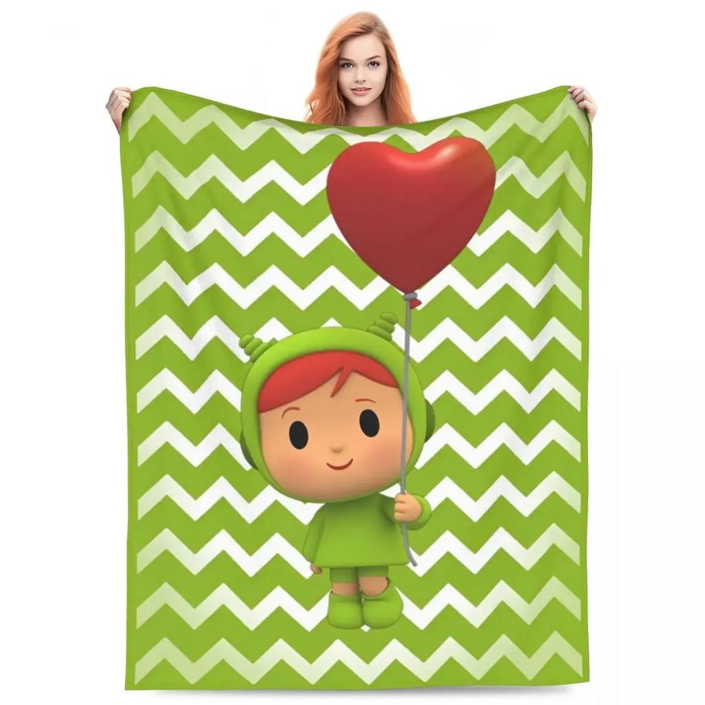 Cute Cartoon PPOCOYO Anime Printed Blanket Picnic Flannel Throw Blanket For Bedroom Warm Soft Custom DIY Quality Bedspread Gift