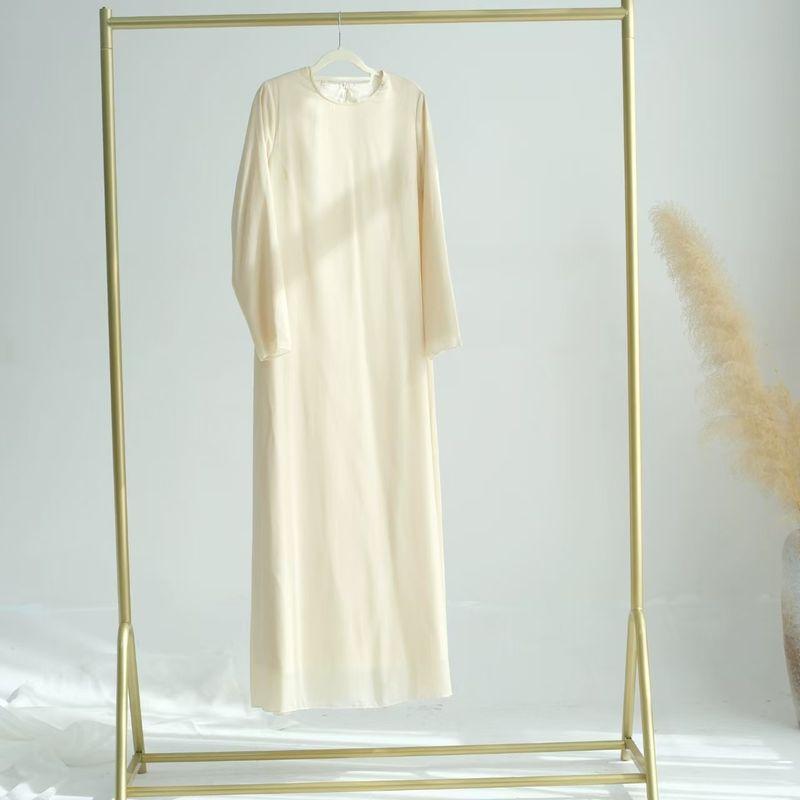 

New Middle East Dubai Turkey Elegant Solid Chiffon Wrinkle Dress Chiffon Wrinkled Dress Apricot Dress 2XL