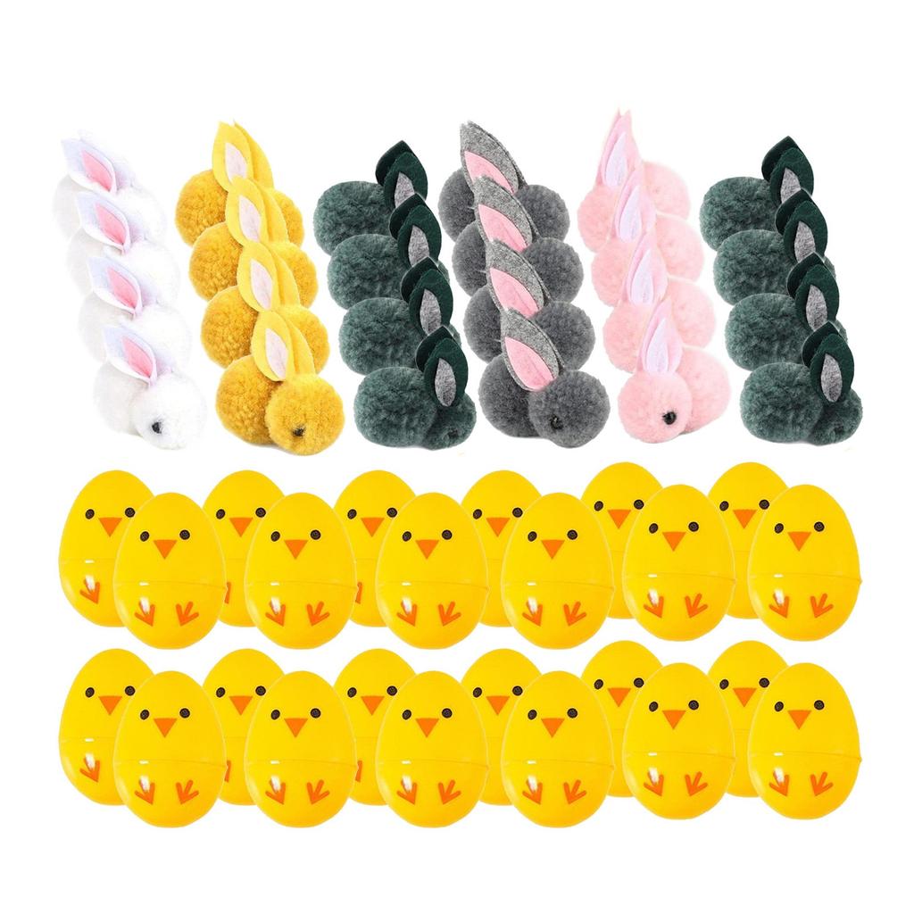24PCS Filled Easter Eggs Basket Stuffers With Stuffed Bunny Dolls Boys And Girls Easter Gifts Party Stuffed Dolls