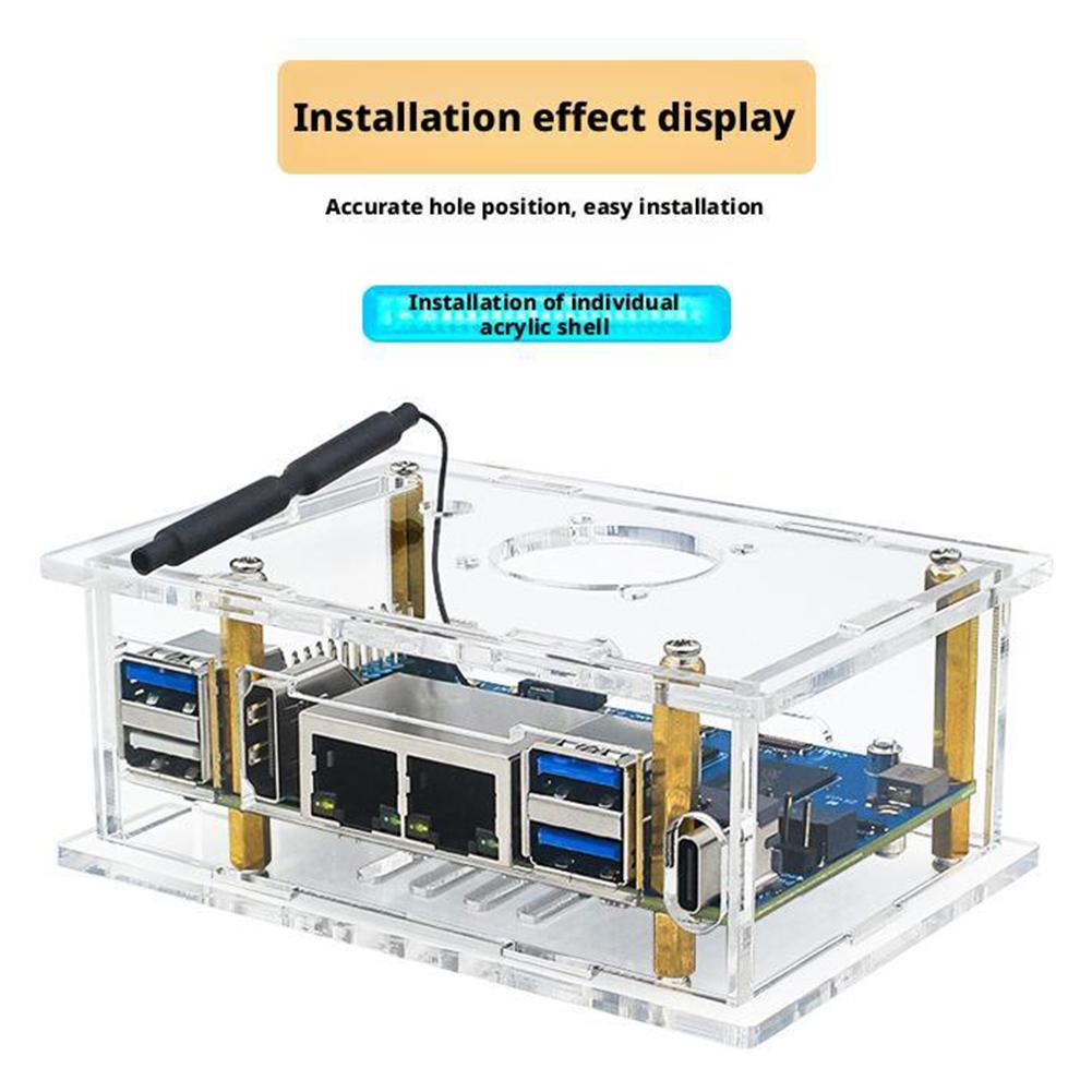 For Orange Pi RV2 Acrylic Case Transparent Protective Box Shell Cooling Fan Copper Heatsinks Optional For Orange Pi RV2 Board