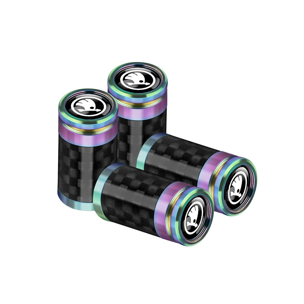 MPLP2 4Pcs Car Tire Valve Cap Carbon Fiber Tyre Wheel Air Stem Valve Cover for Skoda S VRS VII Octavia Rapid Fabia Superb Kodiaq Karop