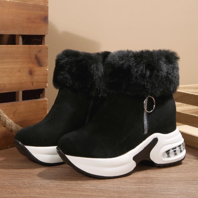 Women S Winter Warm Side Zip Snow Boots Platform Wedge Faux Fur Lined Shoes