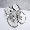 Silver flip-flops women's summer wear fashion soft bottom pinch feet beach slippers large size flip-flops