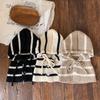 Baby Striped Balaclava Hat Warm Knitted Beanie Cap Kids One Piece Pullover Hats Children Winter Ear Protection Hooded Beanies