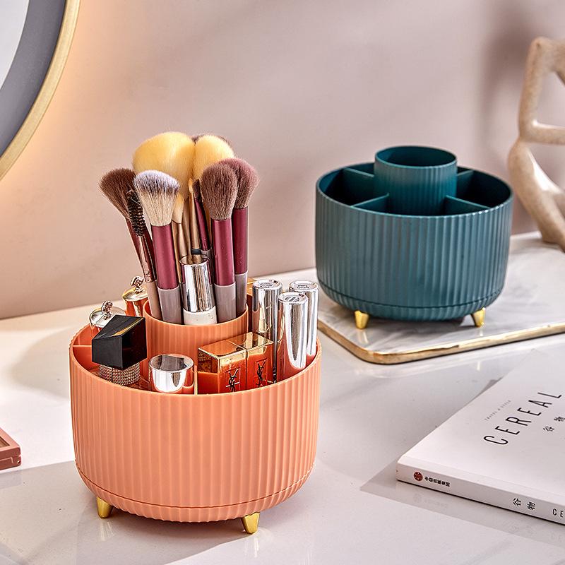 Rotating Plastic Pen Holder & Cosmetic Organizer - Luxurious Desktop & Tabletop Storage Solution