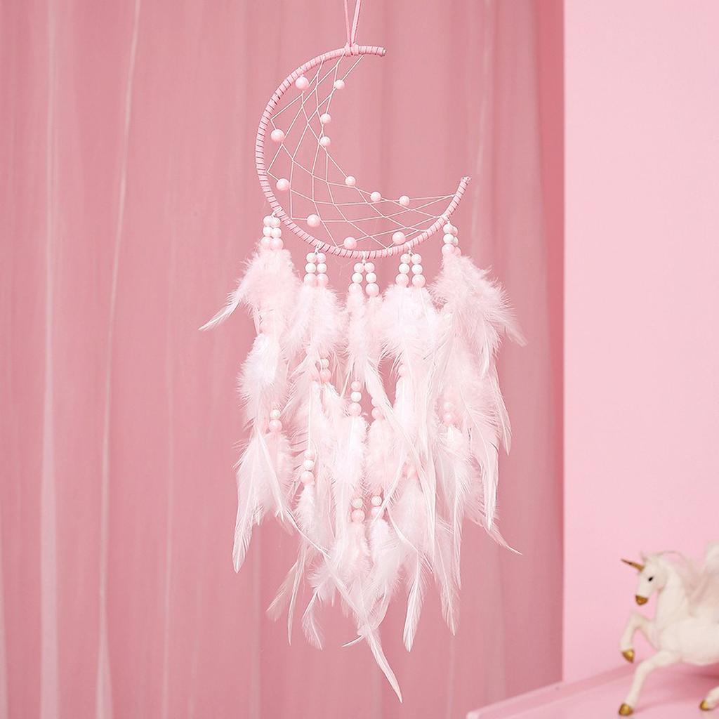 Dreamy Pink Dreamcatcher Pendant - Feather Car Charm & Travel Accessory, Unique Friendship Gift