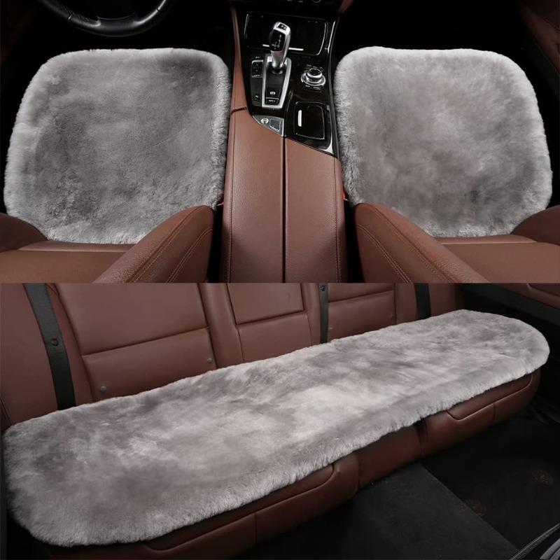 Sheepskin Car Seat Cushion Seat Covers Universal Fur Car Seat Cushion Winter Warm Car Seat Cover Automobile Interior Accessory