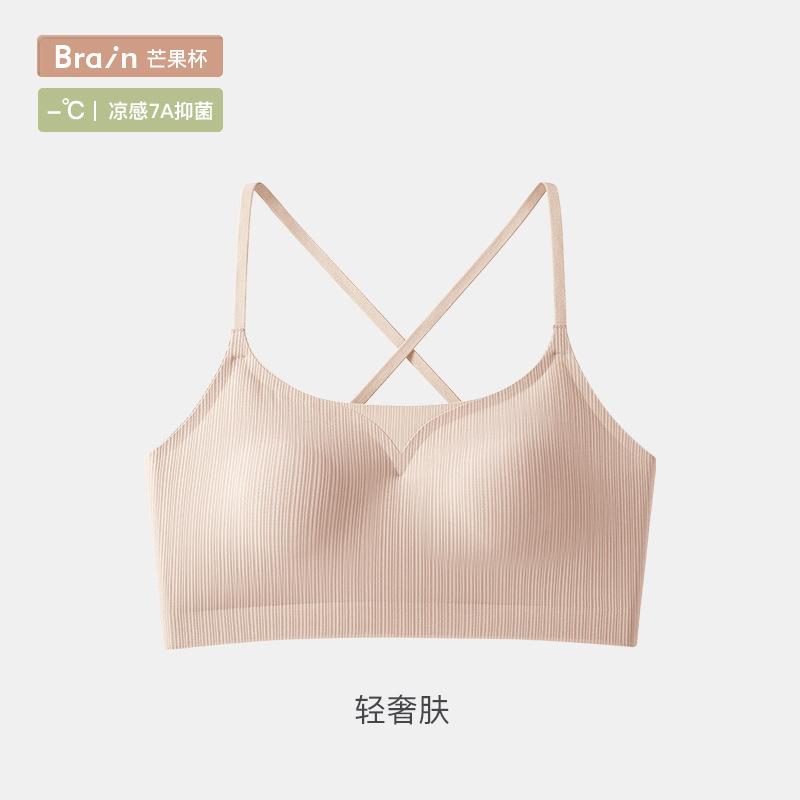 Cross beautiful back underwear women's summer thin collection integrated with chest pad tube top seamless sexy big halter bra