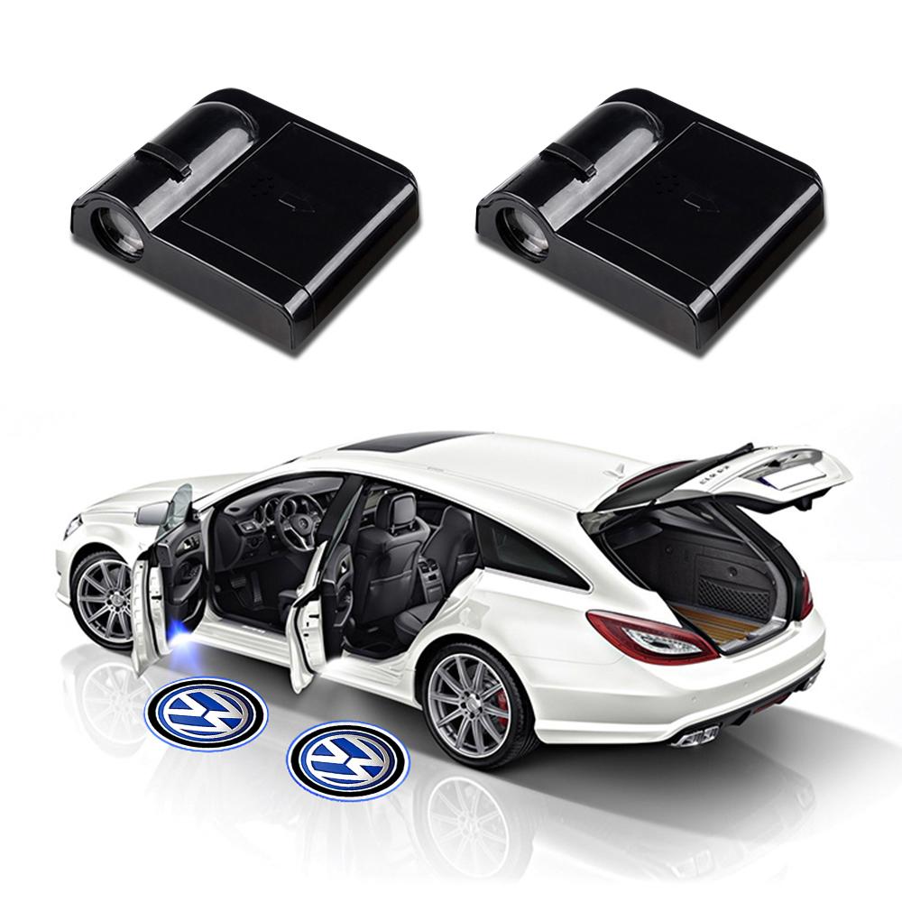 LIP1 1/2Pcs Car Door Emblem LED Light Welcome Lamp Wireless Laser Projector For VW Passat Polo Tiguan Touran Golf Jetta accessories