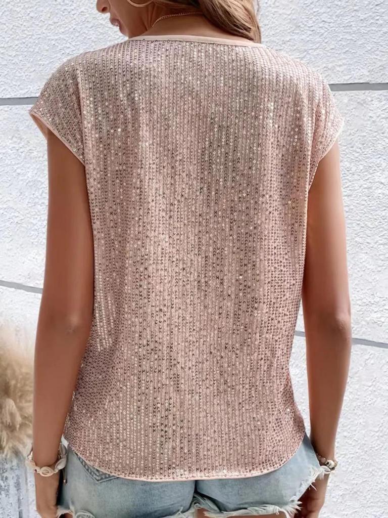 European and American Style Sleeveless Sequin Party Top for Women