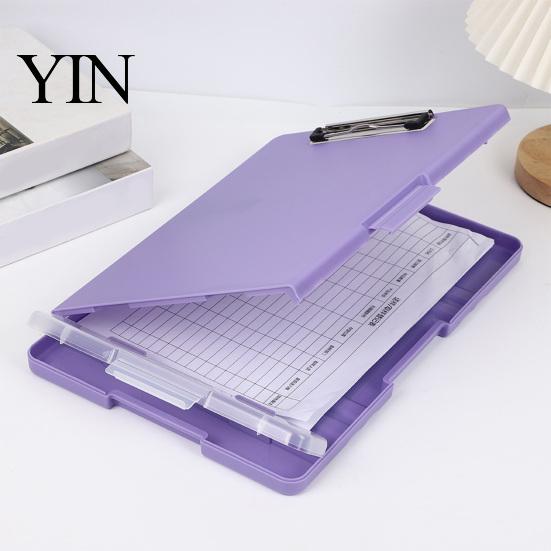 Letter Size Paper Holder for Office Plastic Clipboard with Storage And Pen Holder, Slimcase Lightweight Briefcase File Organizer Folder, Durable