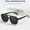 New Retro Women Sunglasses Double Beam Trendy Advanced Design Eyeglasses Square Personalized Large Frame Sun Glasses Uv400