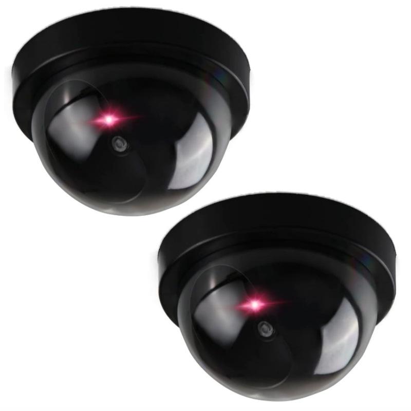 Black Hemisphere Fake Surveillance Camera with Monitor Headlight - Anti-theft Simulation Camera