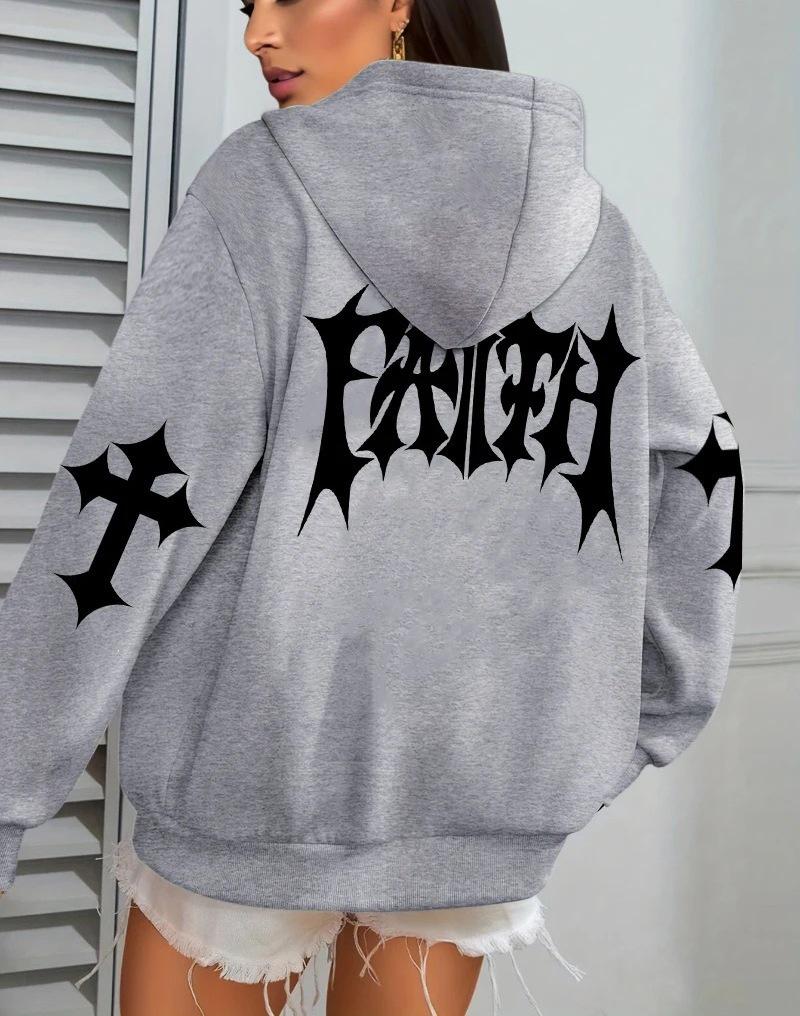 Women's Creative Faith Art Fleece Hoodie - Autumn Casual Loose Fit with Pockets