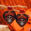 Hand-Painted Skull Acrylic Earrings - Halloween Party Jewelry for Women