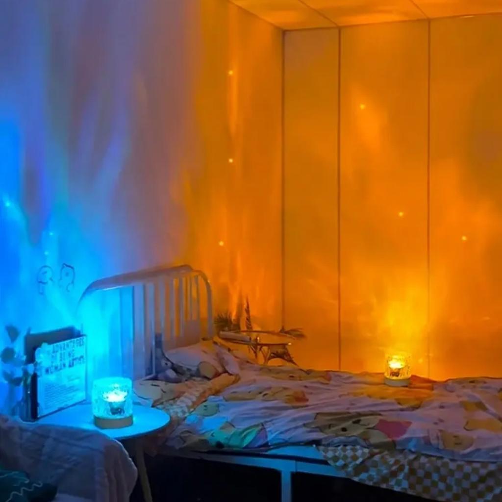 RGB16 color water ripple ambient light, bedroom light and shadow atmosphere, rotating table lamp, bedside night light