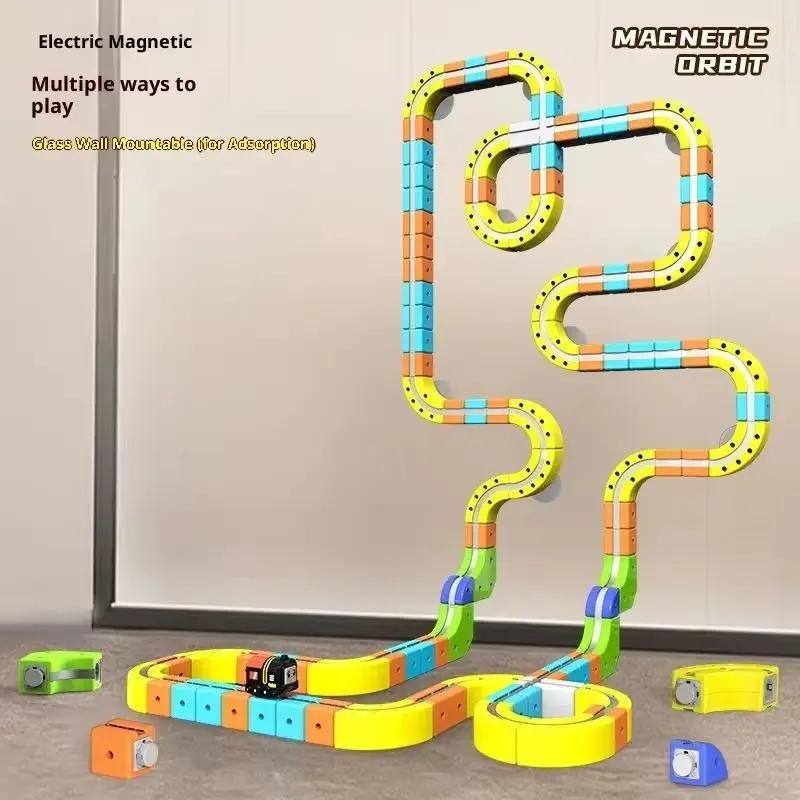 STEM Educational Magnetic Building Blocks Train Set with Easy-Connect Tracks DIY Learning Toy for Kids Play Vehicles & Models