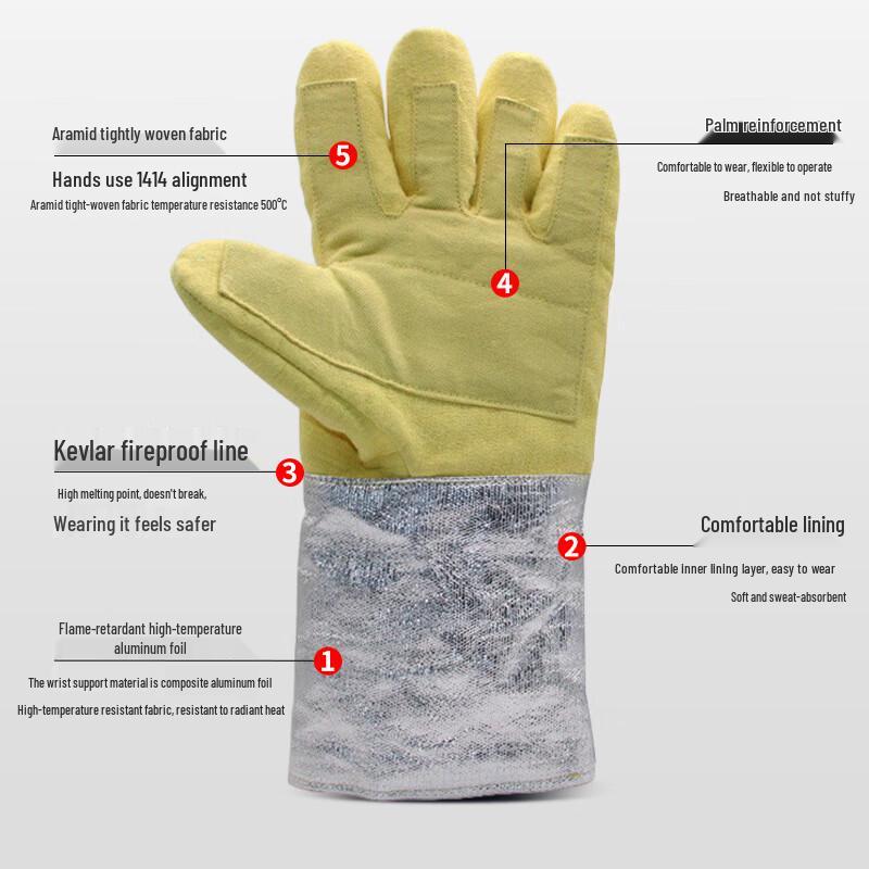 Industrial 500°C Heat Resistant Safety Gloves
