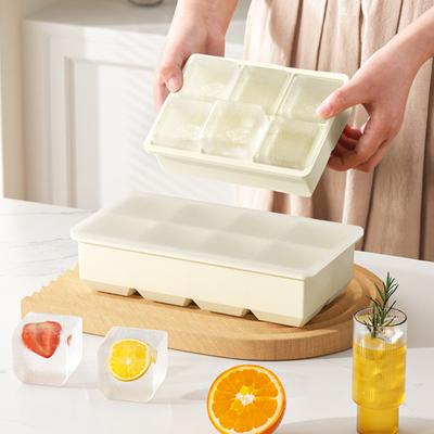Große Silikon-Eiswürfelform mit Deckel, quadratisch, lebensmittelecht, für Gefrierschrank, Eiswürfelbereiter mit einfacher Entnahme für Zuhause, Familie