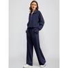 Set da donna a due pezzi con felpa con cerniera oltre la metà, pantaloni della tuta a gamba larga, tuta casual