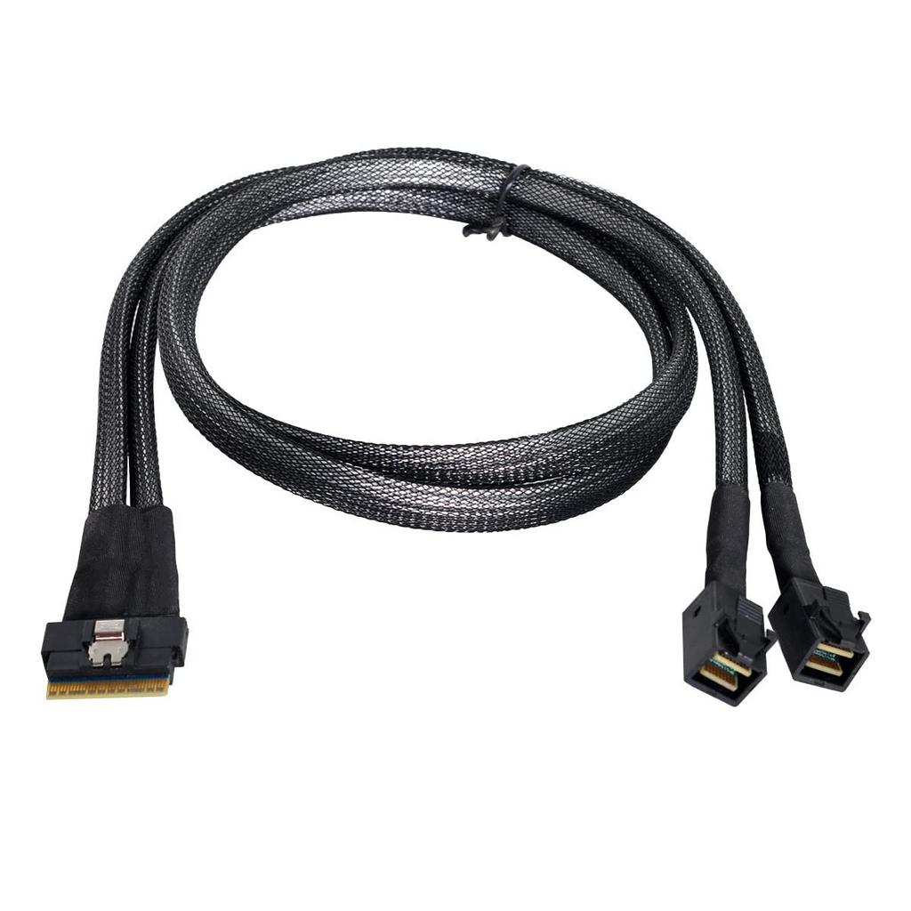 Cablecc Ultraport Slimline SAS Slim 8i To Dual 4i Mini SAS HD Cable PCI-E 4.0 SFF-8654 74-pin SFF-8643 PCI-Express