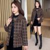 Plaid Square Neck Autumn/Winter Coat for Women