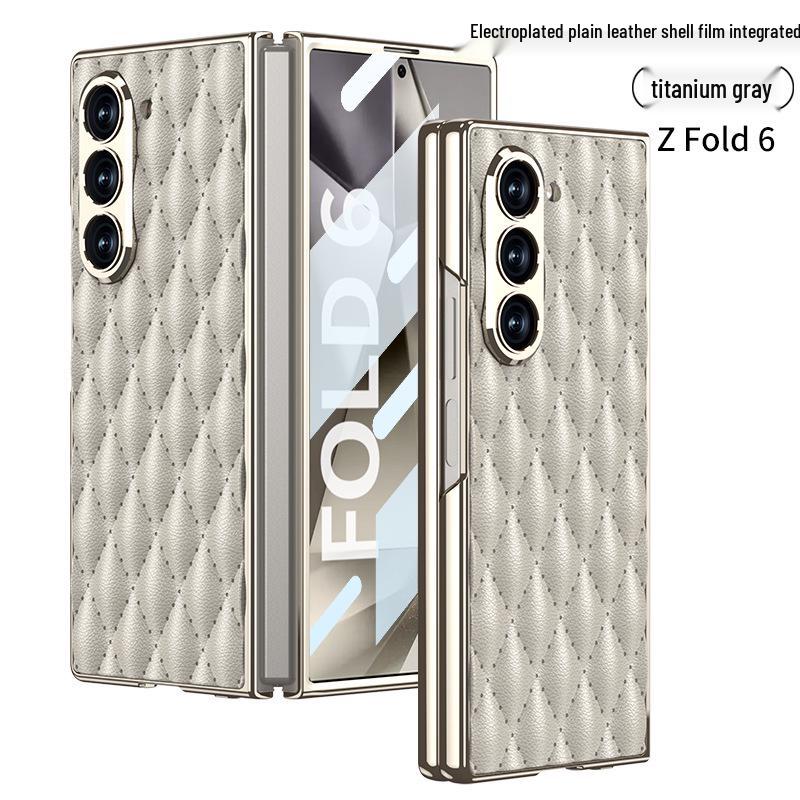 Samsung Z Fold 6 Case - Diamond Lattice, Electroplated Leather, Fragrance-Inspired Design