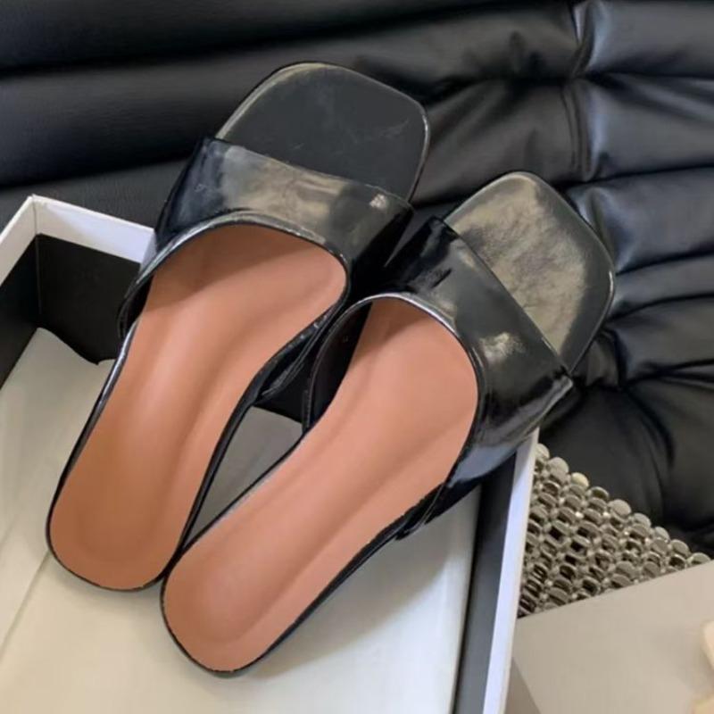 Cool slippers retro simple one-word drag women lazy flat shoes sandals summer new models