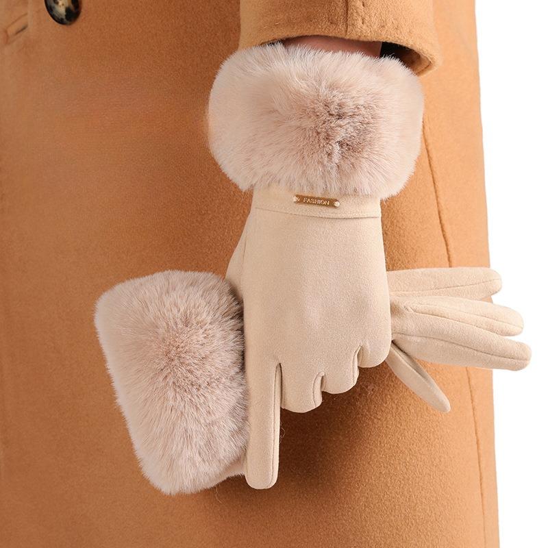 Warm Gloves Women Autumn and Winter German Velvet Windproof and Cold-proof Touch Screen Riding Driving Velvet Thickened Outdoor Sports