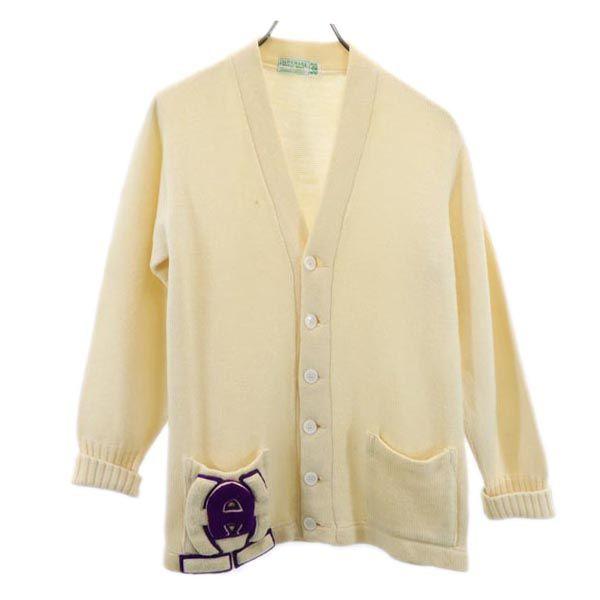 

IMPERIAL 70s vintage wool Long sleeve knit cardigan 38 Ivory sweater Men s Used