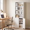 Bookshelf, 6-Tier, 60 x 24 x 182 cm, 4 Open Compartments, 2 Doors, White