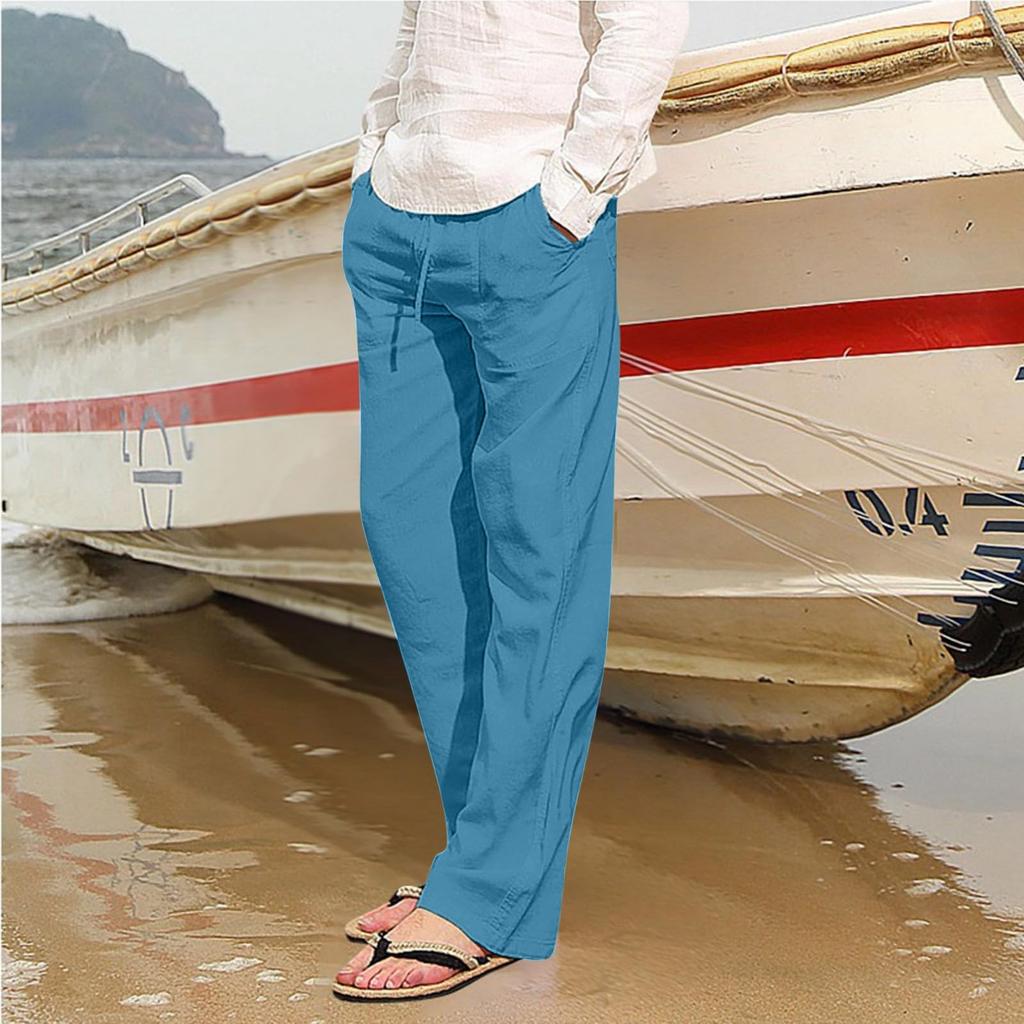 Men's Casual Loose Drawstring Straight Summer Beach Yoga Pants