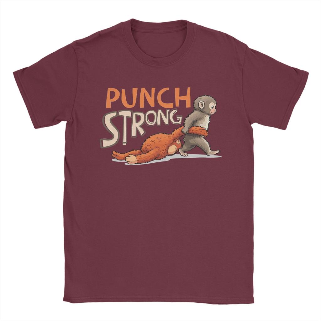 Unisex TShirt Baby Monkey Punch Strong Funny Cotton Tees Short Sleeve T Shirts Round Collar Clothing Printed