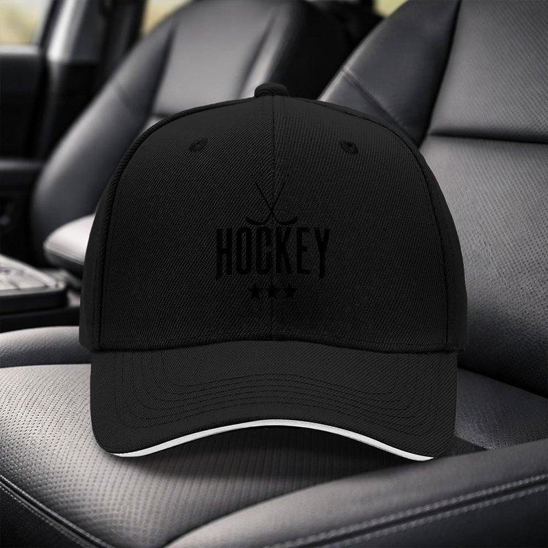 Eishockey Sportdruck Verstellbare Schwarze Baseballkappe Unisex Dad Hat für Reisen Partys Geburtstage Feiertage