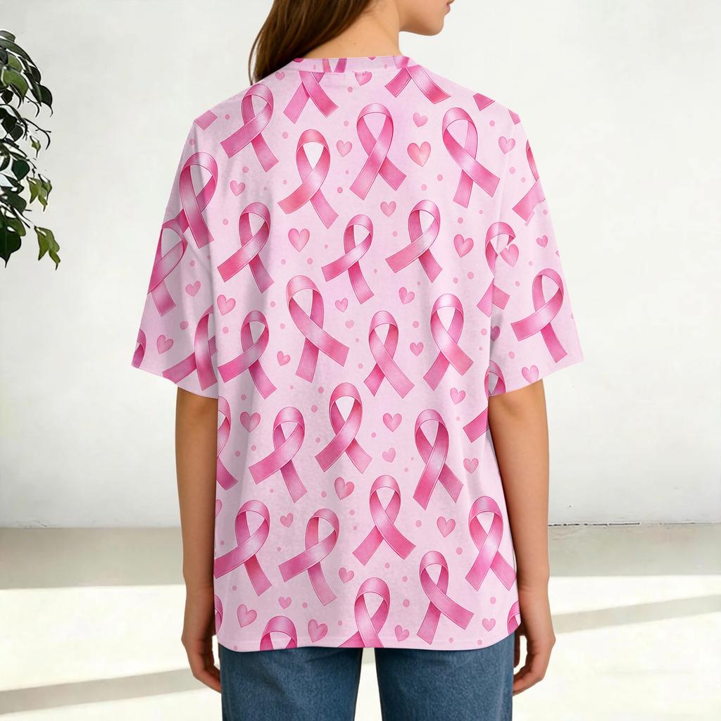 Women's Breast Printed Neck Casual T-Shirt