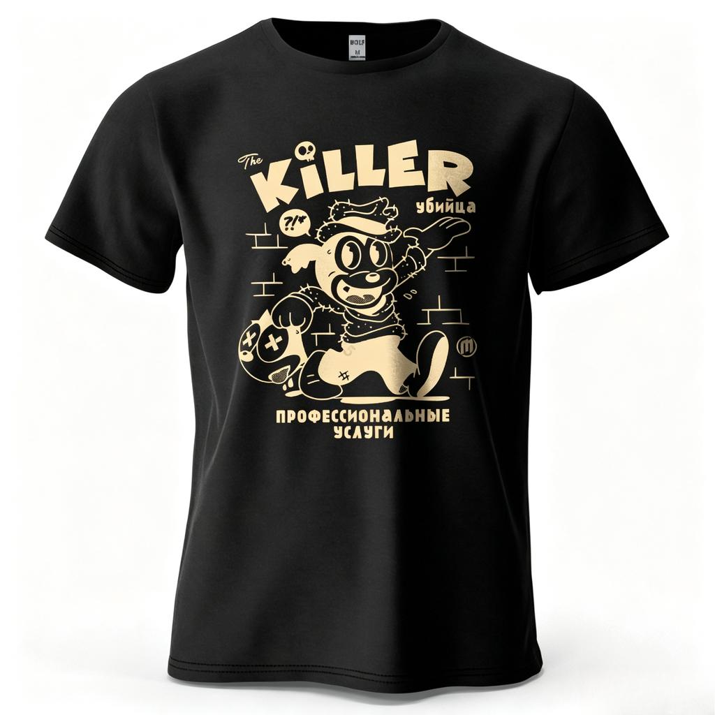 The Killer Dark Humor Printed Unisexs Tshirt Oversized Cartoon Graphic Tees For Unisex Tops Tees Casual Streetwear
