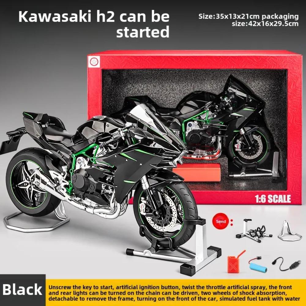 

Спрей 1/6 Масштаб Модель Мотоцикла Kawasaki H2R H2 Металевий Мотоцикл Іграшка Хлопчик Чоловік Симуляція Сплав Декоративний Подарунок
