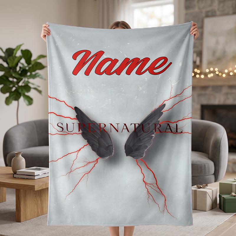 Supernatural Custom Flannel Blankets Soft Warm Cozy Throws for Home Decor Holiday Gifts