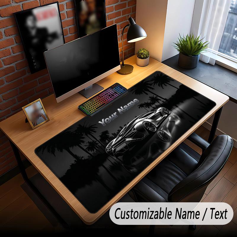 Auto-Rennsport-Thema Benutzerdefiniertes Mauspadd Personalisiert mit Namens-Text Angepasste Schreibtischmatte für Büro Heimdekoration