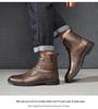 Men's British Style Winter Leather High-Top Boots for Casual Outdoor Workwear