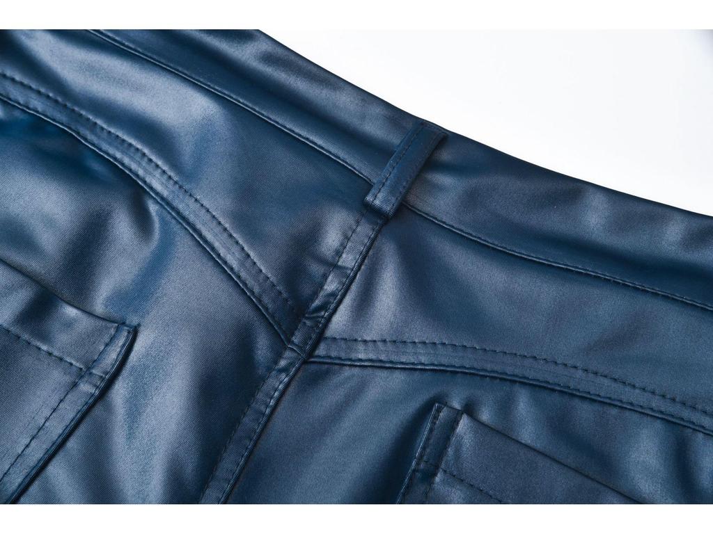 2023 European and American Women's PU Leather Skinny Casual Pants