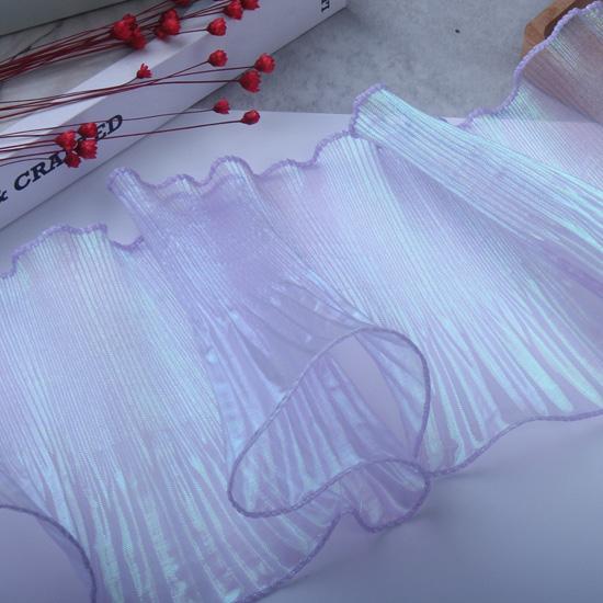 

1 метр 14 см шириной переливающаяся органза градиент плиссированное эластичное кружево трехмерный наряд русалки юбка аксессуары кружево в виде лепестков лотоса 1Meters фиолетовый