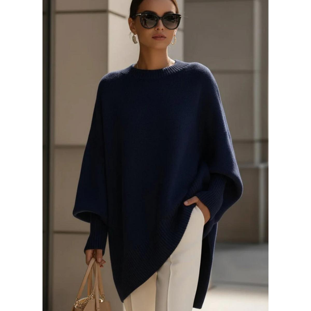 

Autumn and Winter Round Neck Pullover Knitted Sweater for Women, Loose and Lazy Style Solid Color Women s Sweater XS темно-синий