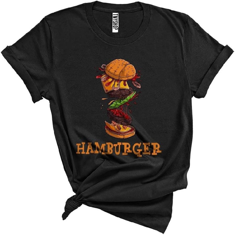 Hamburger Cute Funny Delicious Hamburger Matching Food Foodie Lover Unisex T-Shirt Black S