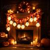 Seasonal Decorative Props for Events 70 Inch Halloween Light Up Ghost Garland, Spooky Maple Leaf String with 10 Funny Festival Room Decor Ghosts,
