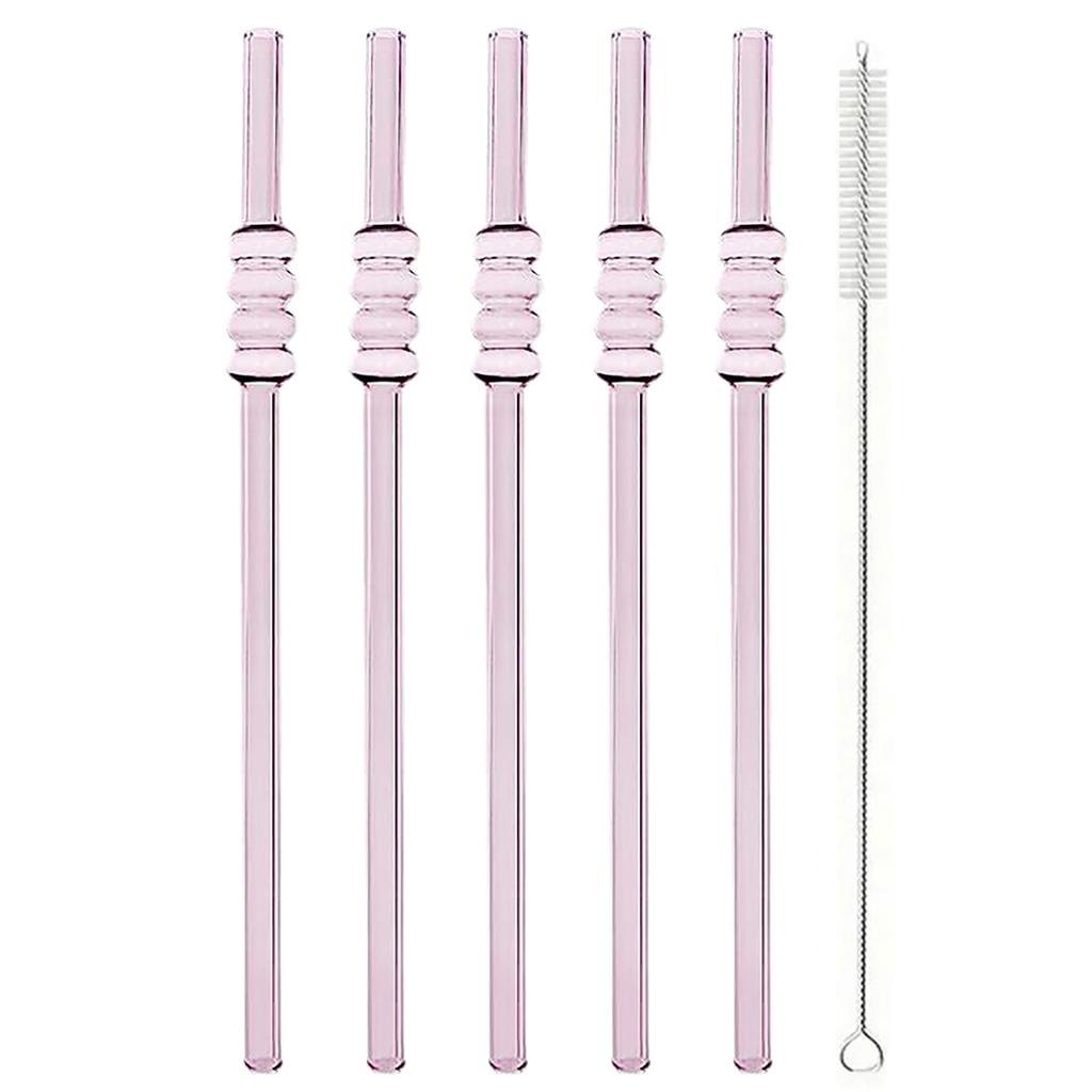 5pcs Ice-sugar Gourd Glass Straws Set High Borosilicate Drinking Straw Set with Brush Milk Shake Cocktail Straw Bar Drinkware